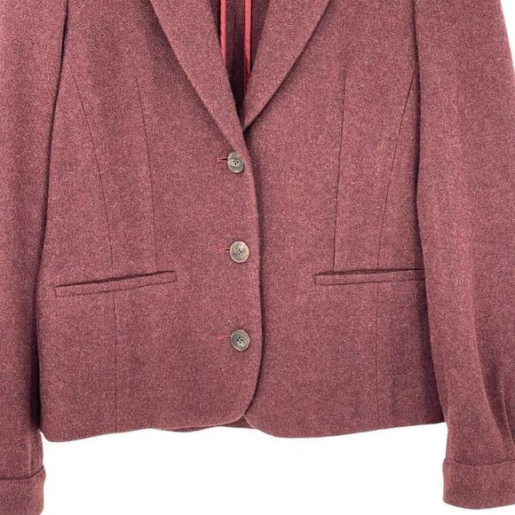 Purdey‎ Gun & Rifle Makers Drummond Suede-Trimmed Cashmere Blazer Merlot Women 8 - Picture 5 of 14